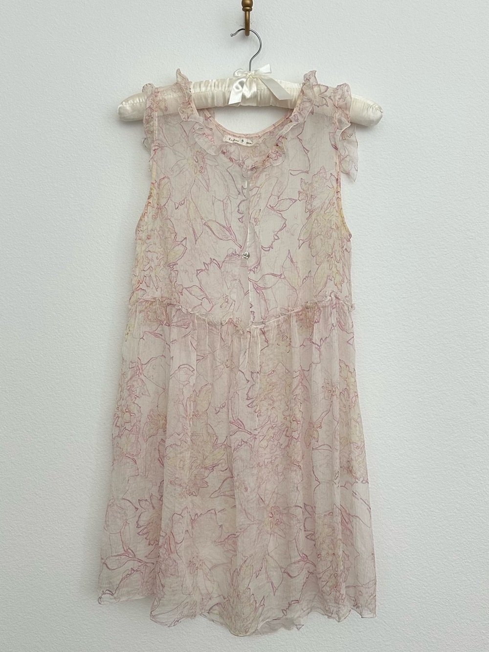 Sheer Floral Swim Coverup in Soft Pink